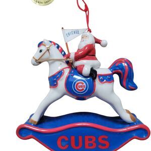 2007 Chicago Cubs Santa Rocking Horse Christmas Ornament in Gift Box MLB Danbury